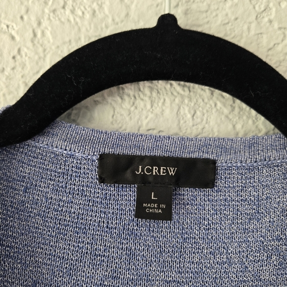 J Crew L Juliette collarless sweater-blazer Light Blue Linen Blend - Picture 5 of 7